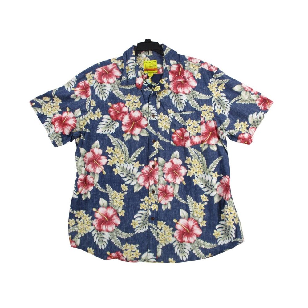 Lands End Hoffman Fabrics‎ Mens Hawaiian Shirt XL Short Sleeve
